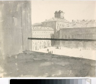 Pencereden bir kareye bakış, İtalya (Lavis, yaklaşık 1825) by Luigi Garibbo