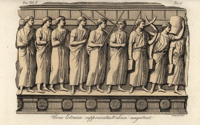 Eski bir Etrüsk vazosunun yargıçları by Luigi Giarrè
