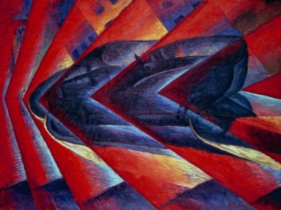 Bir arabanın dinamizmi (od. Çalışan araba) by Luigi Russolo