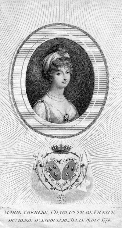 Marie-Therese-Charlotte de Bourbon, Angouleme Düşesi ve Fransa Dauphine, 1805. by Luigi Schiavonetti