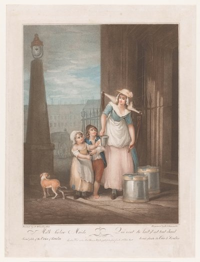 Sütçü Kız Hizmetçilerin Altında Süt (nesnedeki başlık) Londra Sokak Çığlıkları (dizi başlığı) Londra Çığlıkları (dizi başlığı) by Luigi Schiavonetti