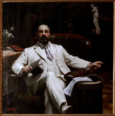 İskoç Sigortacı ve Sanat Koruyucu Evan Mackenzie'nin Portresi Luigi de Servi'nin tablosu (1863-1945) 1902 Dim 135x135 cm Genes, Galleria d'Arte Moderna, inv 1056 İtalya by Luigi de Servi
