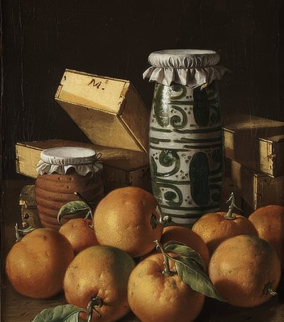 Portakal ve tatlılar ile natürmort. 1764-65 civarında by Luis Egidio Melendez
