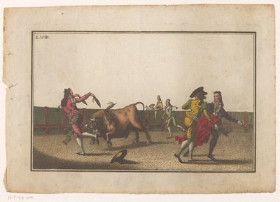 Boğa, banderillas ile meydan okuyor Coleccion de las Principales suertes de una corrida de toros (dizi başlığı) Boğa güreşindeki en önemli manevraların toplanması (dizi başlığı) by Luis Fernandez Noseret