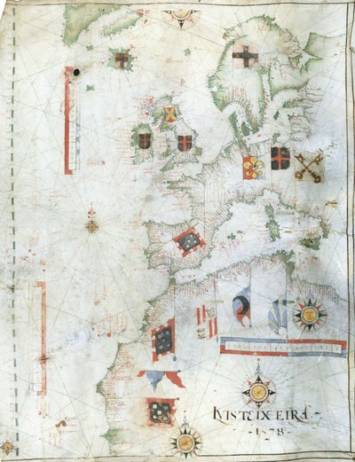 Portolan Batı Avrupa ve Kuzey Afrika Haritası, 1578 by Luis Teixeira