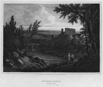 Mitford Kalesi, Northumberland (gravür) by Luke (after) Clennell