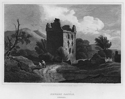 Newark Kalesi, Selkirkshire (gravür) by Luke (after) Clennell