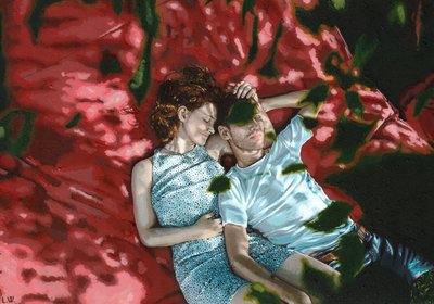 Liza  Ilya, c.2020 (kağıt üzerine akrilik boya) by Luke Waller