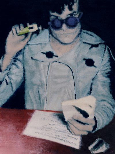 Oscar, c.2012 (kağıt üzerine akrilik boya) by Luke Waller