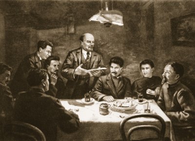 Bolşevik Partisi Merkez Komitesi Toplantısı, 23 Ekim 1917 (litho) by Lupov (attr. to)