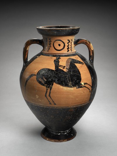 Siyah Figürlü Boyun Amforası, İki Atlı, MÖ 560-540 (pişmiş toprak) by Lydos (manner of)