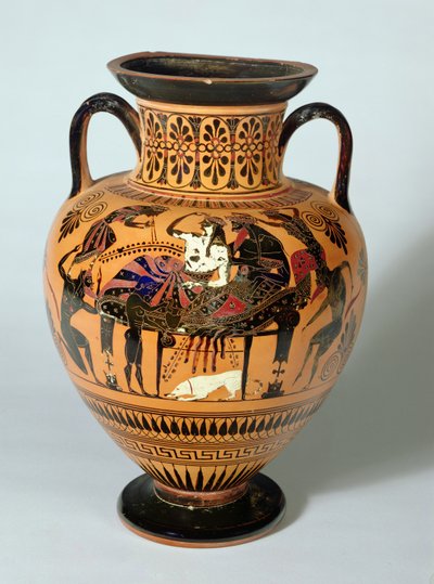 Dionysos ve Ariadne Ziyafetlerini betimleyen siyah figürlü amfora, Yunanca, MÖ 530-520 (kil) by Lysippos