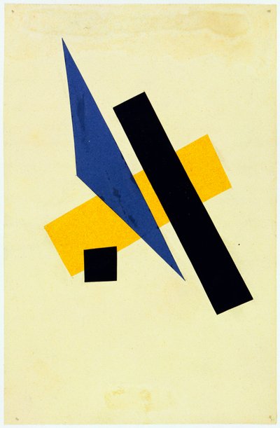 Sans başlığı - Popova, Lyubov Sergeevna (1889-1924) Başlıksız Kolaj, guahe kağıdı 1917 23.9x15.6 - New York. Modern Sanat Müzesi (TOMA) by Lyubov Sergeevna Popova