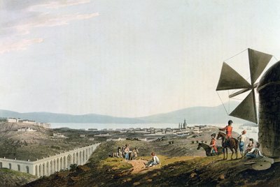 Lizbon ve Alcantara Su Kemeri, I. Clark tarafından oyulmuş by M. (after) Bradford