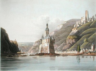 Pfalz Kalesi ve Laub Kasabası, T. Sutherland tarafından oyulmuş 