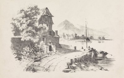 Bir göl boyunca köy yolu by M. Baumhauer