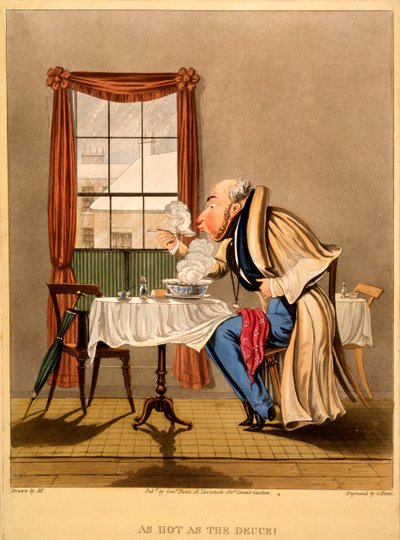 As Hot As the Deuce!, George Hunt tarafından yapılan baskı, 1827 (el boyaması gravür) by M. Egerton