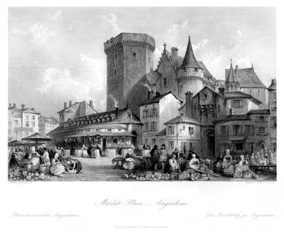 Pazar Yeri, Angoulême, Fransa, 19. yüzyıl by M. J. Starling