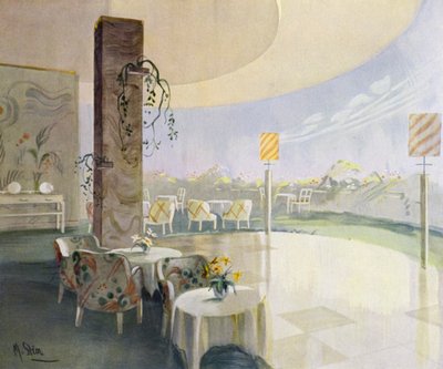 1930'ların iç mekanları: Teras kafe (renkli taş) by M. Stier