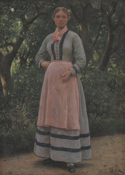 Bir bahçede genç kız by M. Therkildsen