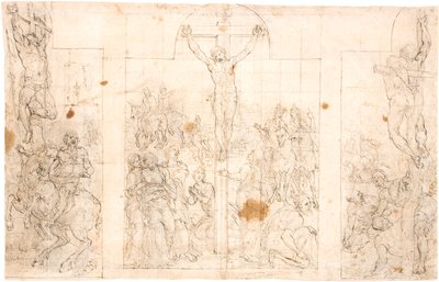 Çarmıha gerilmeyi tasvir eden üç kanatlı bir sunak için ön çalışma by Maarten van Heemskerck