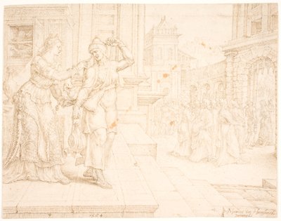 Judith, Düşman Kampına gitmeye hazırlanıyor by Maarten van Heemskerck