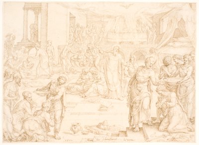 Petrus ve diğer resuller Yeruşalim’deki cemaati vaftiz ediyor by Maarten van Heemskerck