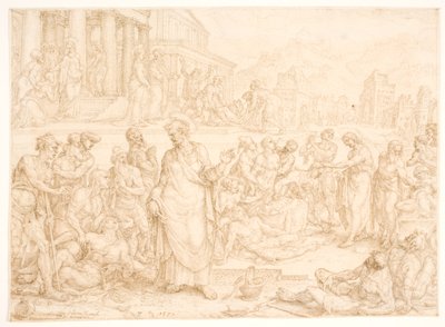 Petrus ve diğer havariler hastaları iyileştiriyor by Maarten van Heemskerck