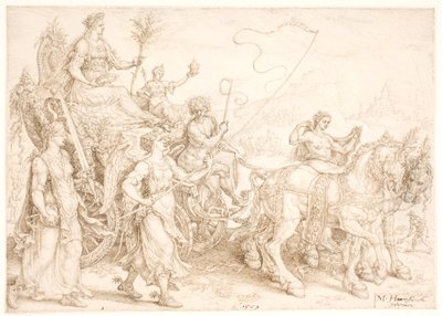 Zafer Arabası. Kişi (Barış) by Maarten van Heemskerck