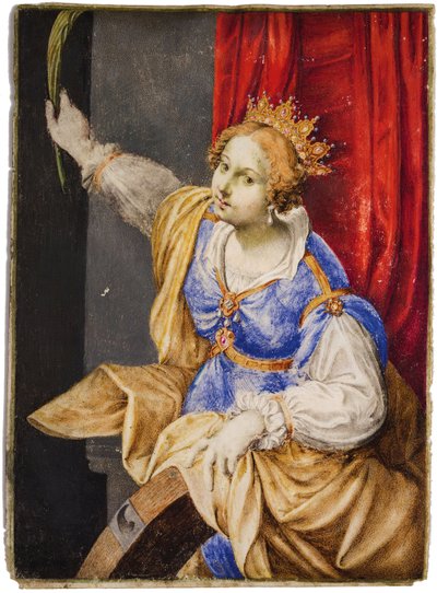 Artemisia Gentileschi, İskenderiyeli Aziz Catherine rolünde, 17. yüzyılın ortalarında.. by Maddalena Corvina