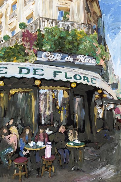 Café De Flore, 2019 (arşiv pigment baskısı üzerine akrilik boya) by Madeleine Gross