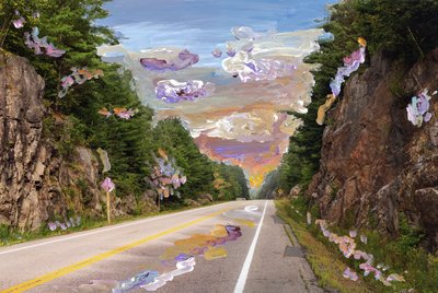 Country Road, 2020 (arşiv pigment baskı üzerine akrilik boya) by Madeleine Gross