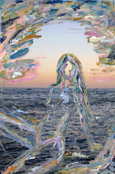 Miami Sunset Silhouette, 2021 (arşiv pigment baskısı üzerine akrilik boya) by Madeleine Gross