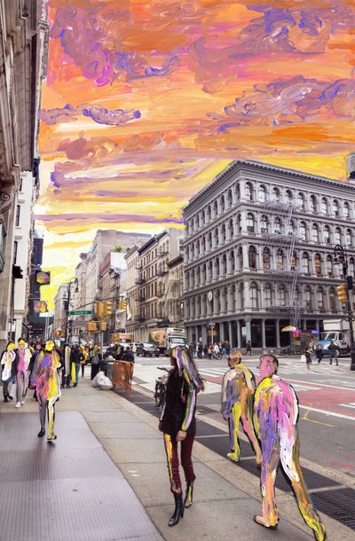NYC Dream, 2019 (arşiv pigment baskısı üzerine akrilik boya) by Madeleine Gross