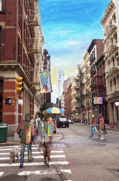 Soho Mayıs 2019 (arşiv pigment baskısı üzerine akrilik boya) by Madeleine Gross