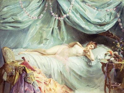 Zarif Bir İç Mekanda Yatan Çıplak, by Madeleine Lemaire