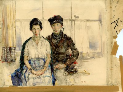 Ben ve Gerçek Aşkım, 1930 dolayları (kağıt üzerine kurşun kalem ve sulu boya) by Madeline Emily Green