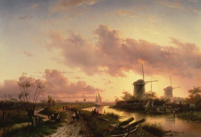 Bir Tekneyi Tamir Eden Figürlerle Bir Nehir Halici, 17. yüzyıl by Maerten Fransz van der Hulst