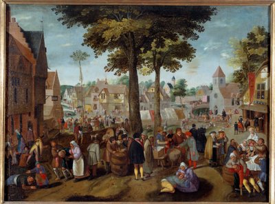 Flaman Fuarı Bir köyde parti, sarhoş adamlar hasta, diğerleri oynuyor, bazıları uyuyor. Martin van Cleve (1527-1581) tarafından resim 16. yüzyıl Caen, Güzel Sanatlar Müzesi by Maerten van Cleve