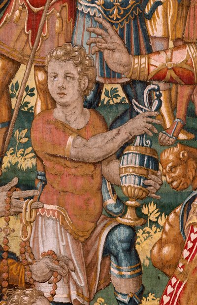 Piskoposluk müzesi (Museo Diocesano). Flaman halısı. Brüksel. Atölye François Geubels. Gideon Serisi Öyküsü. İsrailliler ganimetten paylarını Gideon