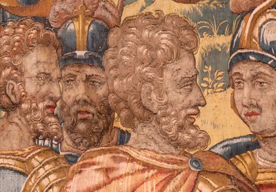 Piskoposluk müzesi. Flaman halısı. Brüksel. Atölye François Geubels. Gideon Serisi Öyküsü. Savaşçılar seçilir. İpek ve yün. Piskopos Vicente Roca de la Serna