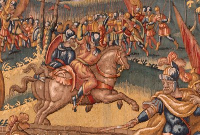 Piskoposluk müzesi. Flaman halısı. Brüksel. Atölye François Geubels. Gideon Serisi Öyküsü. Savaşçılar seçilir. İpek ve yün. Piskopos Vicente Roca de la Serna