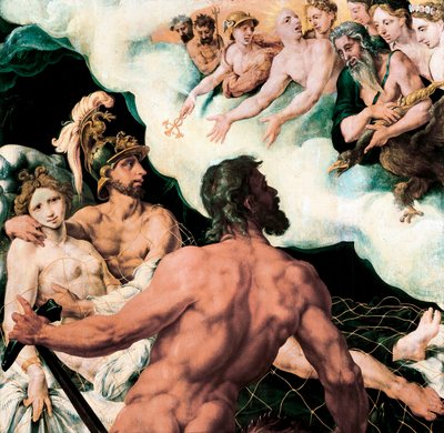 Mars ve Venüs Vulcan'ın ağına hapsoldu by Maerten van Heemskerck