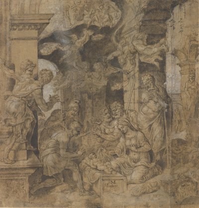 Çobanların Tapınması, verso: Sketches, yak. 1532-37. by Maerten van Heemskerck