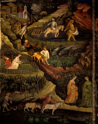 Tarlalarda çalışma, Ekim Ayından detay, Ayların Döngüsü by Maestro (attr. to) Venceslao