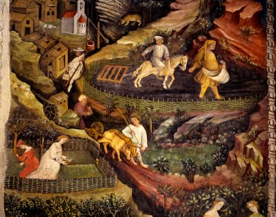 Tarlalarda çalışma, Ekim Ayından detay, Ayların Döngüsü by Maestro (attr. to) Venceslao