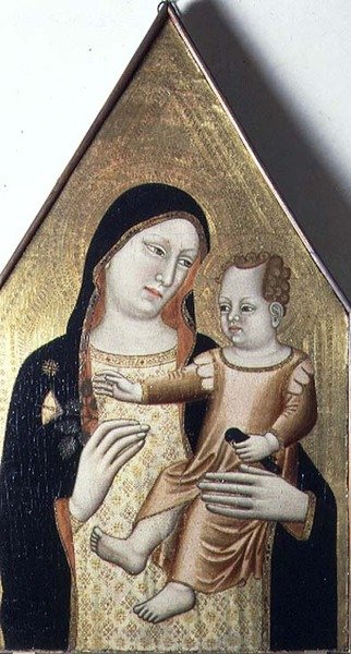 Madonna ve Çocuk, c.1340 (panelde öfke) by Maestro di Mezzana (fl.c 1340)