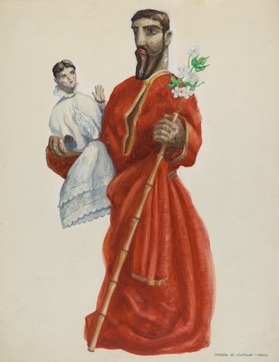 Oyma ve Boyalı Santo - San Jose, c. 1938. by Majel G. Claflin