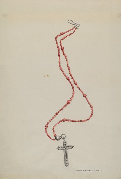Mercan Boncukları ve Haç, c. 1937. by Majel G. Claflin