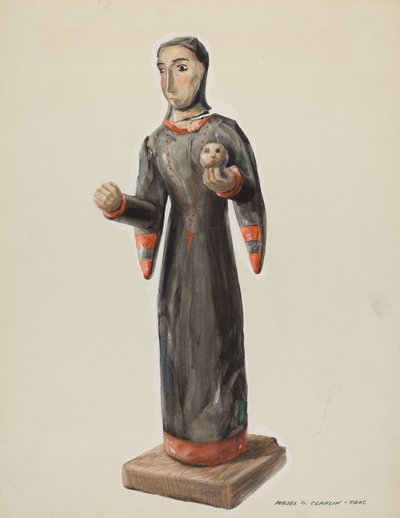 Santa Rita - Bulto, c. 1938. by Majel G. Claflin